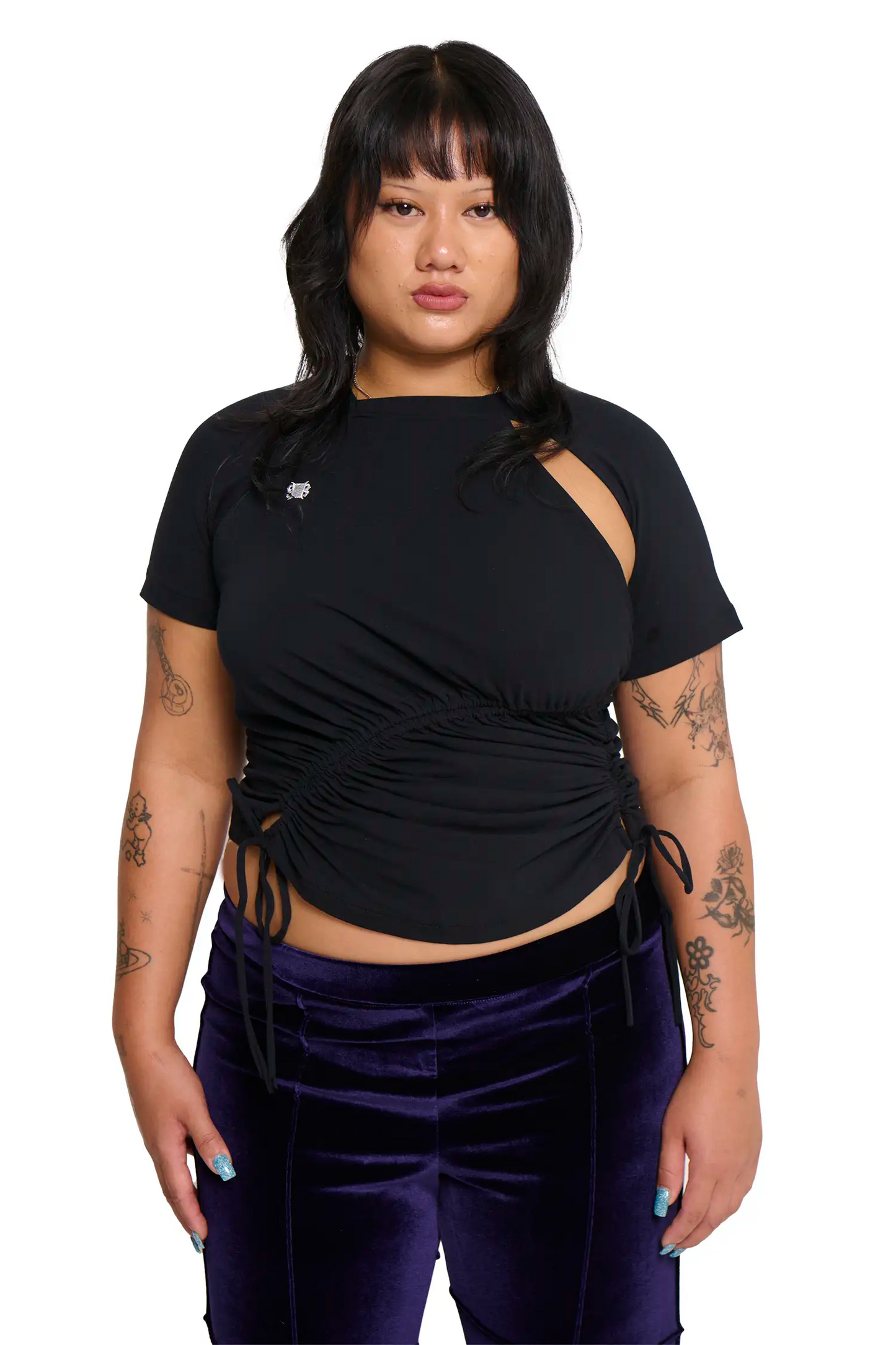 Ruched Short Sleeve - Navy