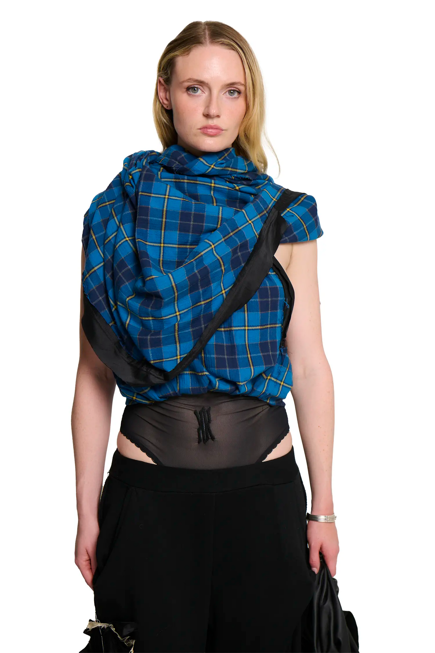 Ava Shawl Wrap - Blue Plaid