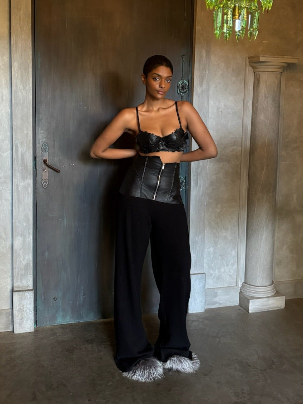 Leather Lefflers Corset Pant - Black