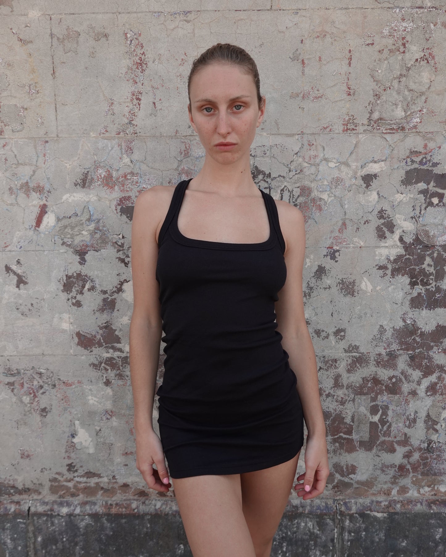 Scoop Neck Tank Dress - Black