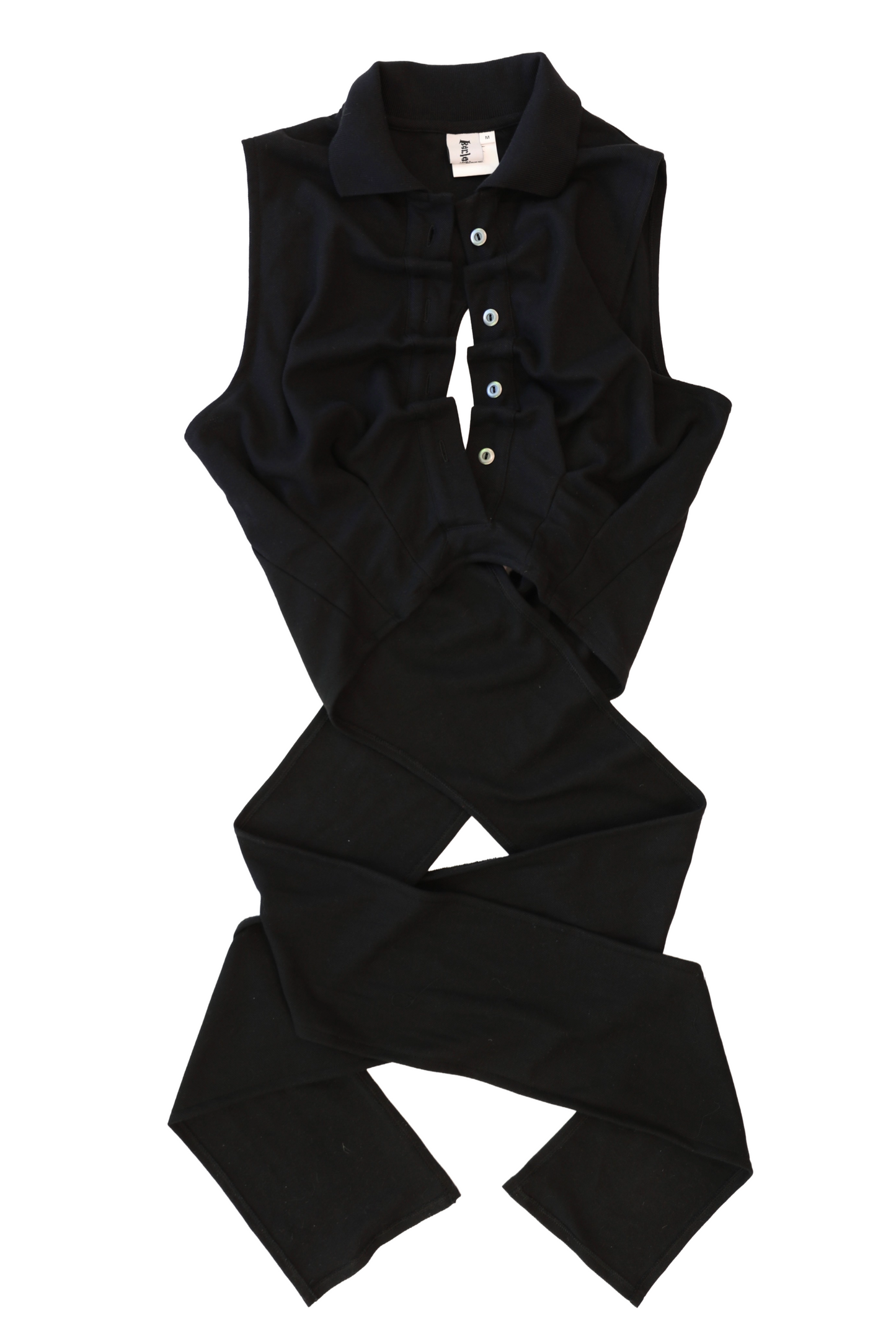 Backless Polo Shirt - Black