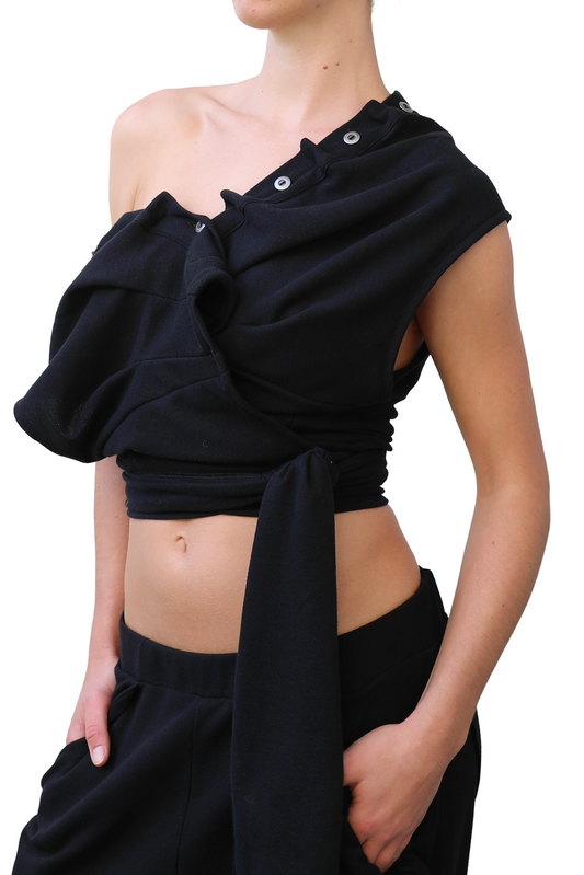 Backless Polo Shirt - Black