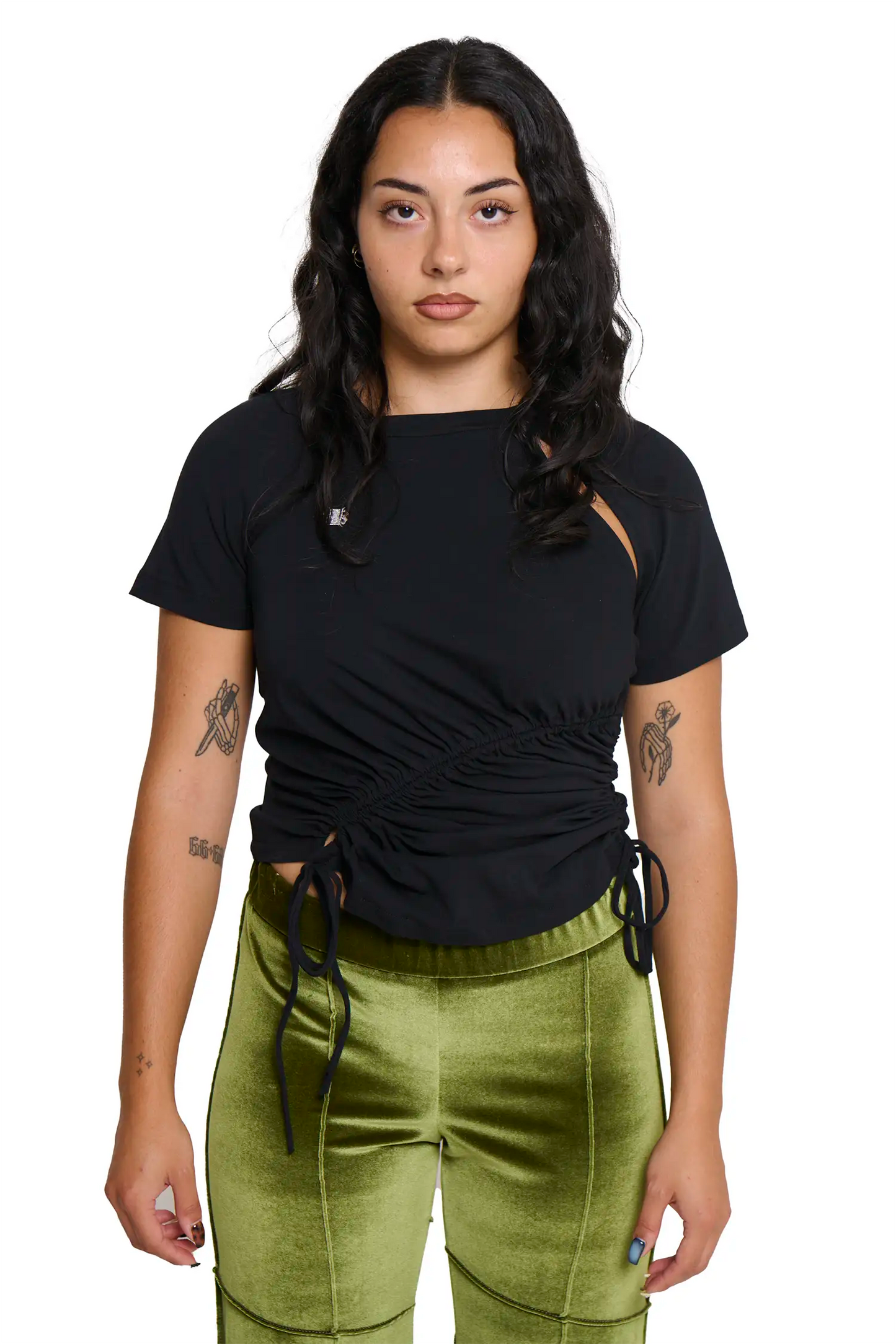 Ruched Short Sleeve - Black