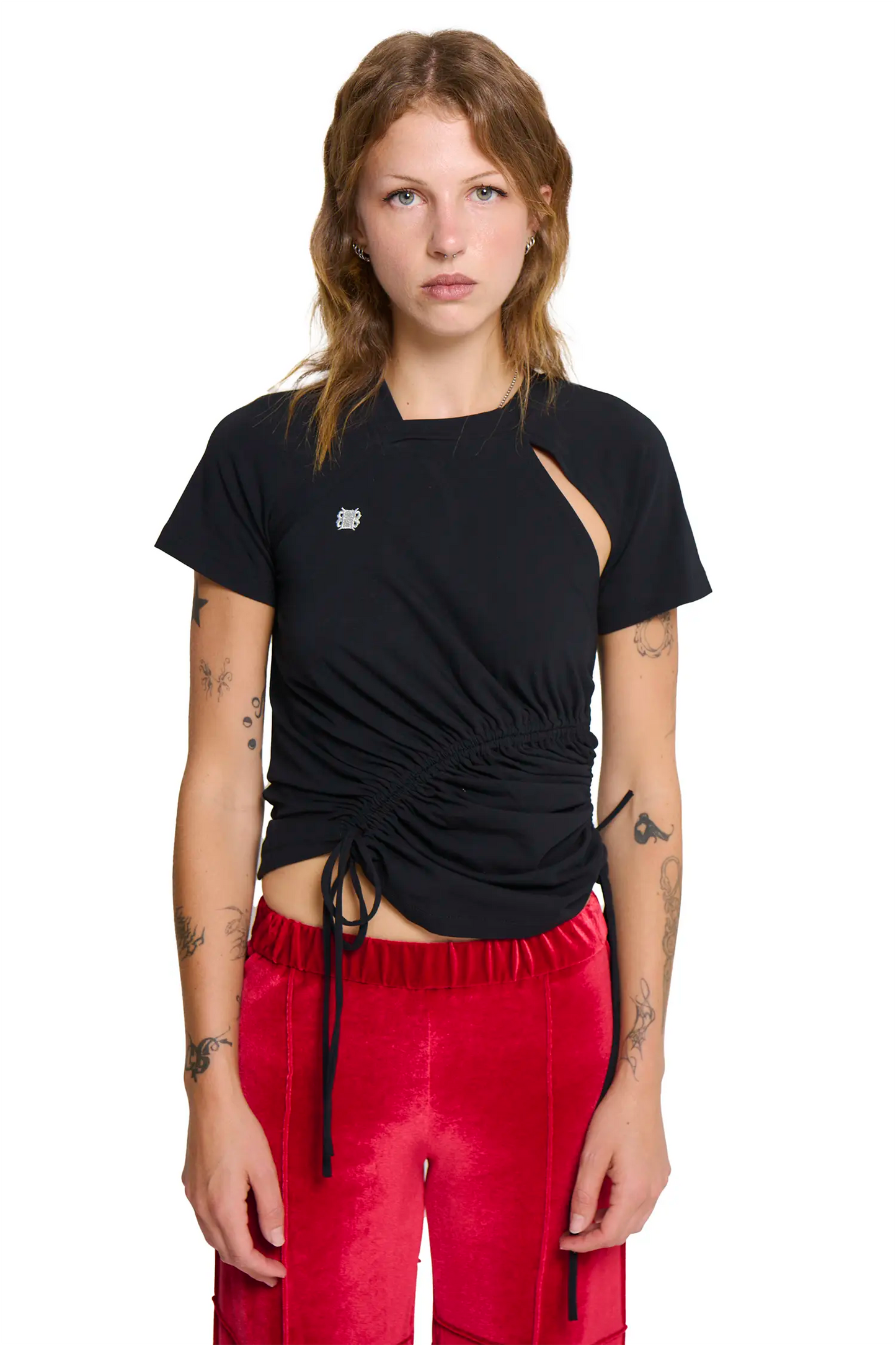 Ruched Short Sleeve - Black