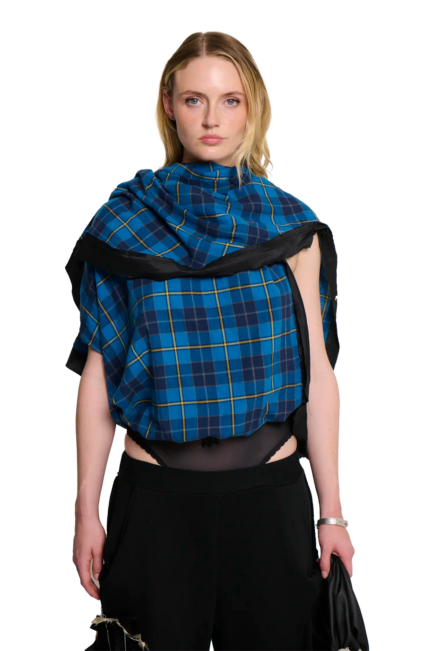 Ava Shawl Wrap - Blue Plaid
