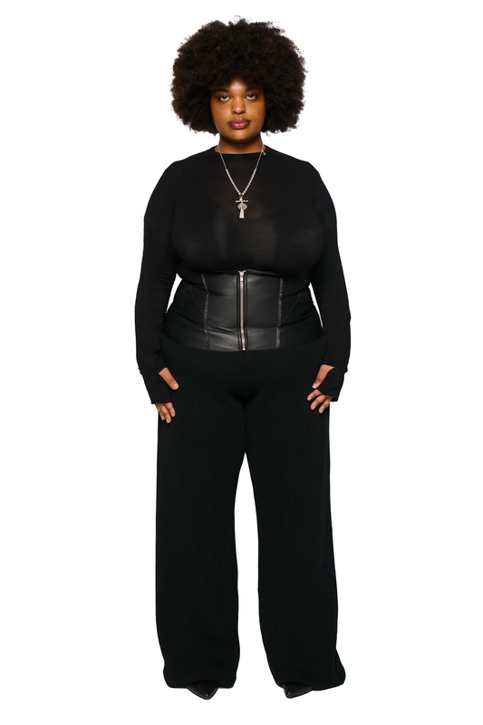 Leather Lefflers Corset Pant - Black