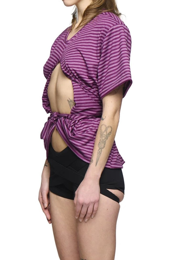 Scrunch T-Shirt - Purple Stripe