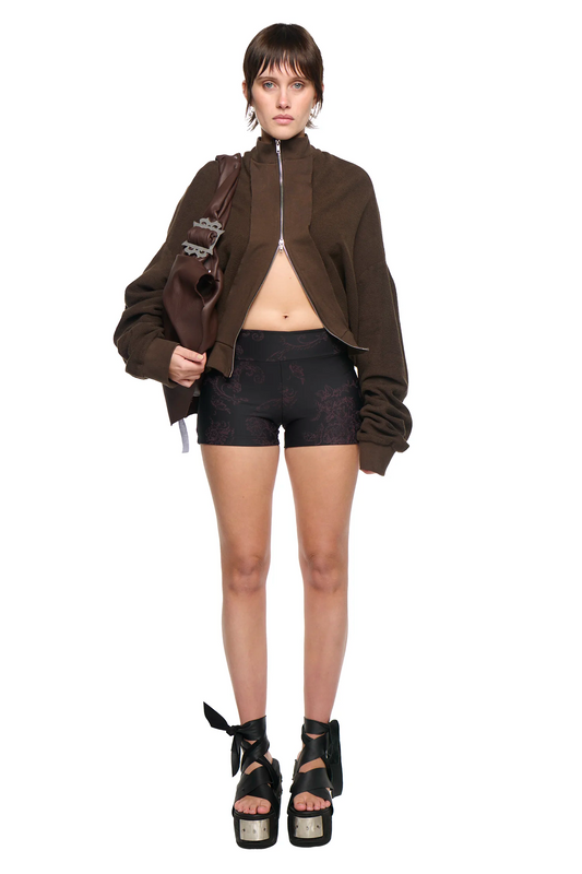 Floral Bike Short - Black/Purple