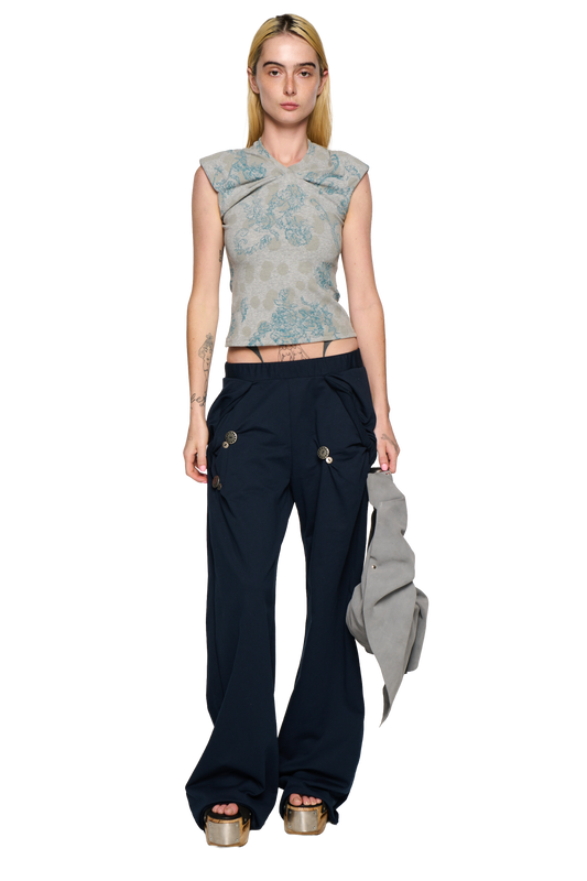 Button Twist Pant - Navy