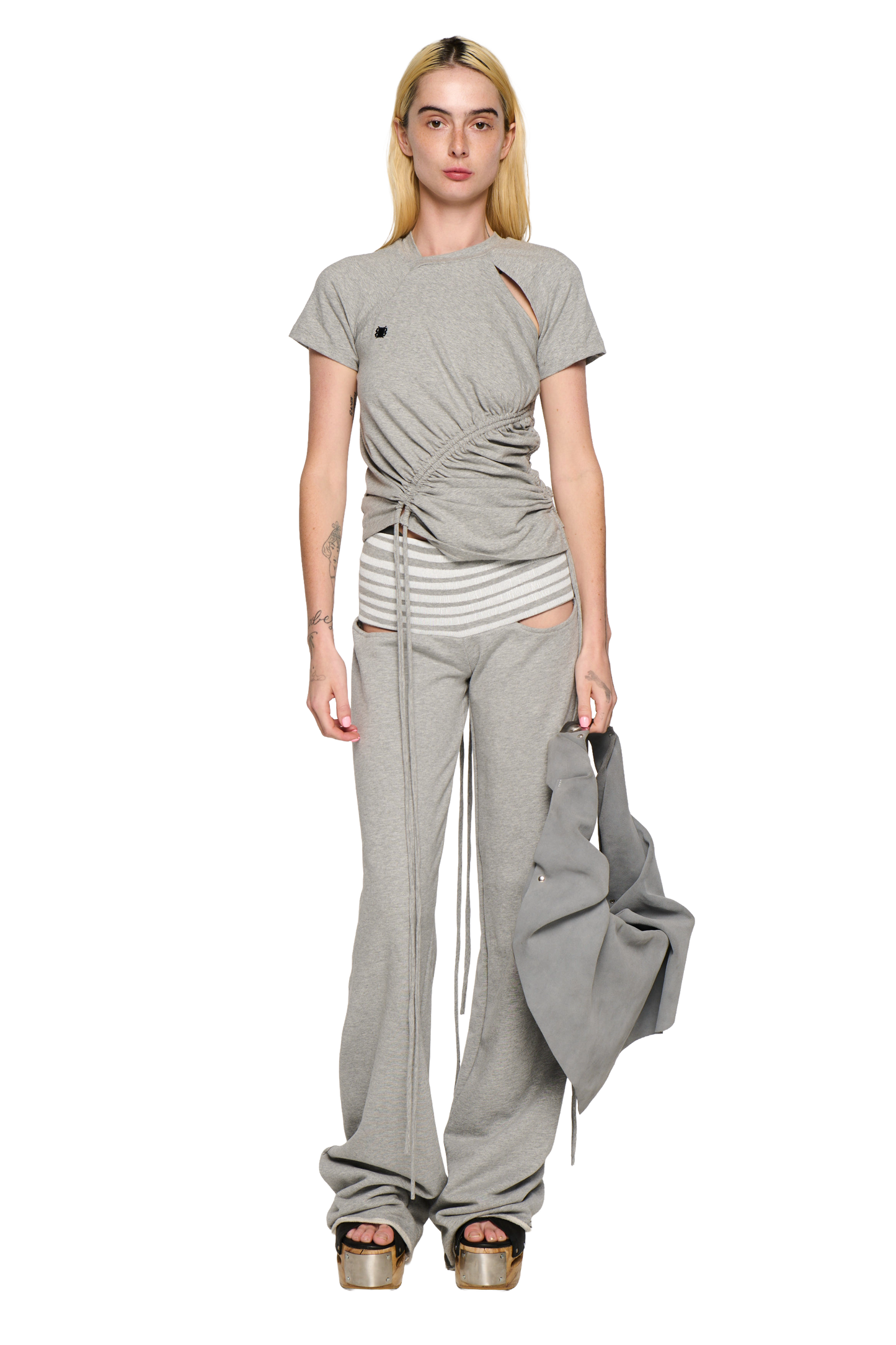 Ruched Short Sleeve - Grey