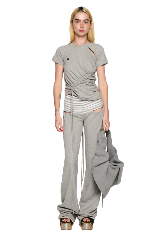 Ruched Short Sleeve - Grey