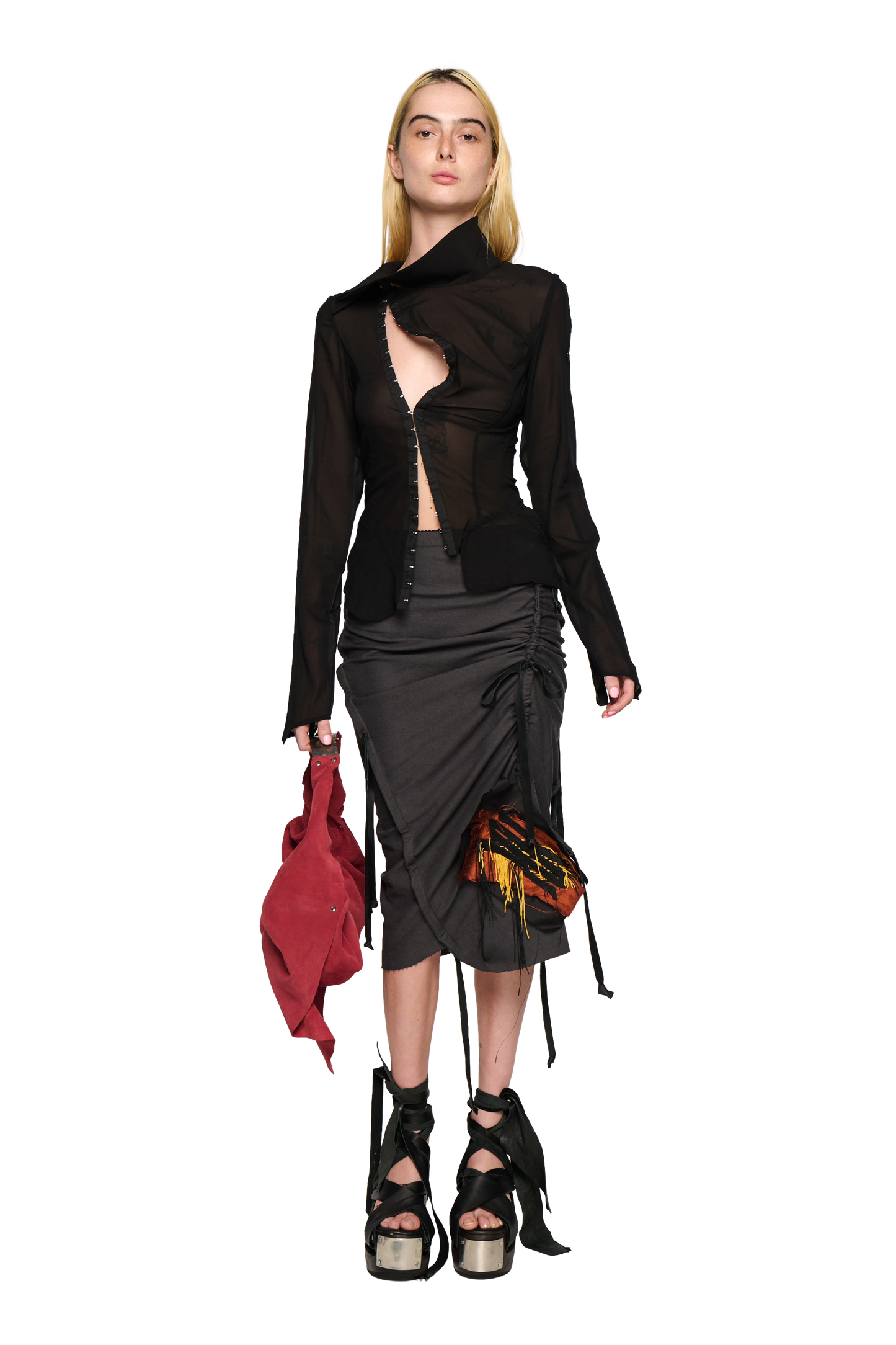 Georgette Sailor Shirt - Black