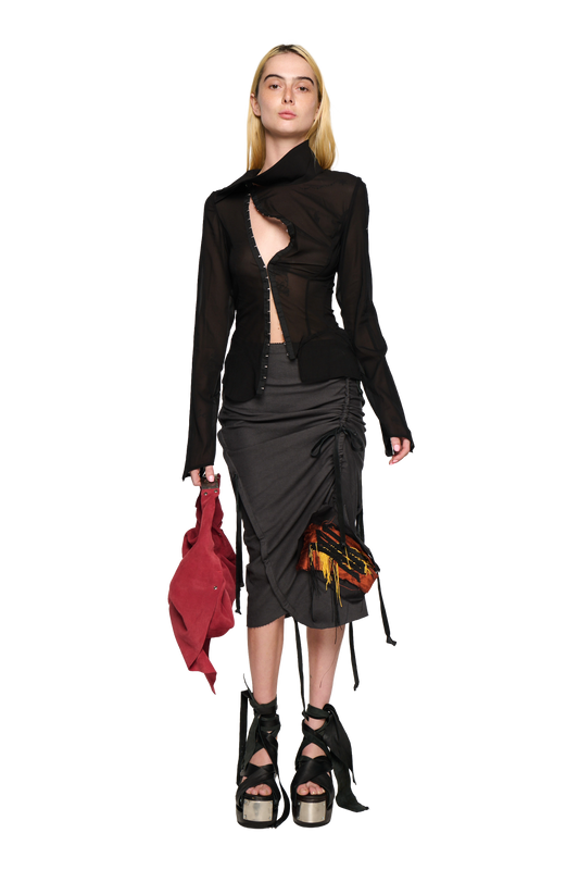 Terry Ruched Skirt - Grey