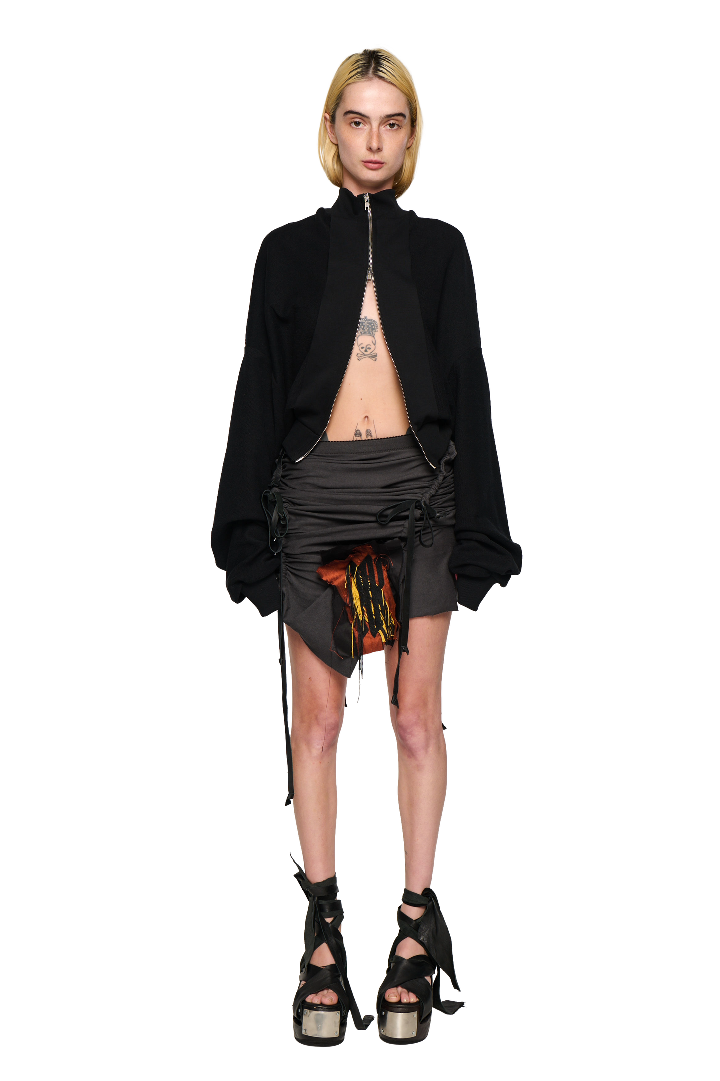 Terry Ruched Skirt - Grey