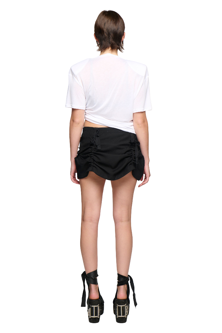 Ruched Mini Skirt - Black