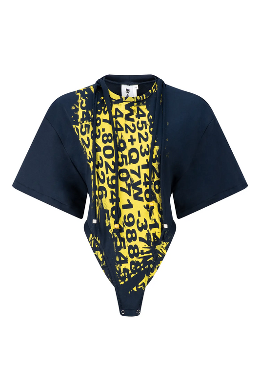 One Piece Tshirt - Navy Yellow Screen Print