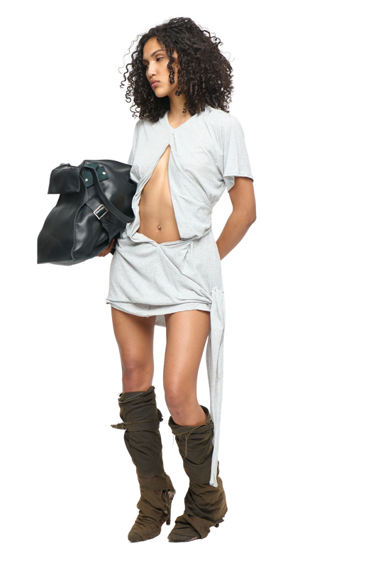 Scrunch T-Shirt Dress - Grey Marle