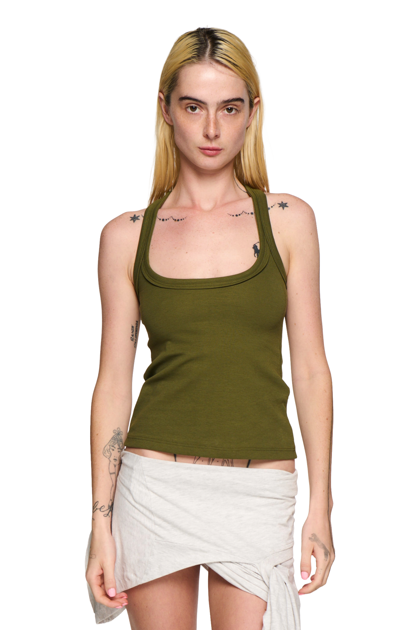Scoop Neck Tank - Khaki