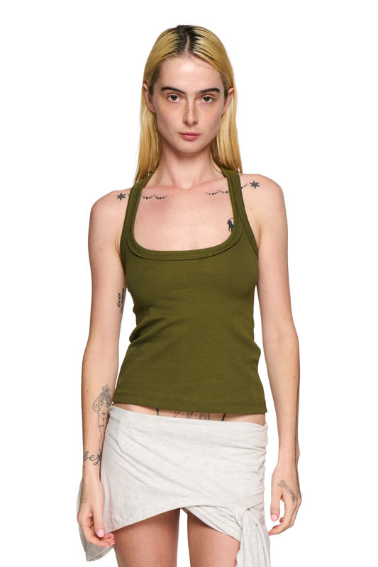 Scoop Neck Tank - Khaki