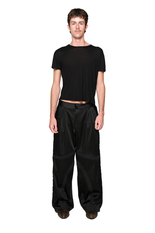 Satin Swirl Pant - Black