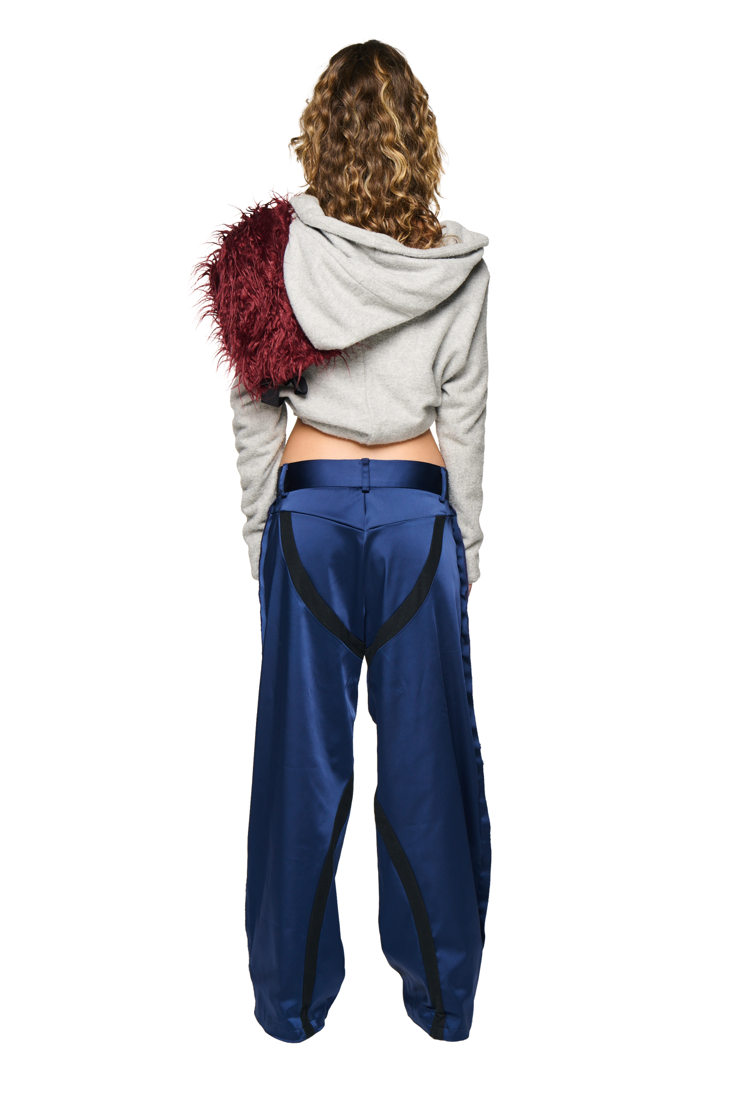 Satin Swirl Pant - Navy