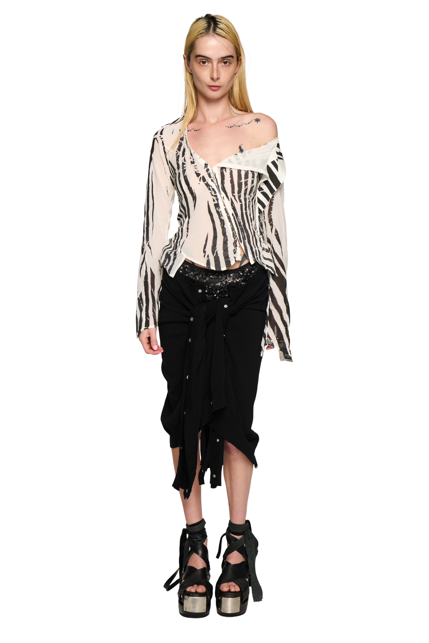 Twisted Knitted Skirt - Black