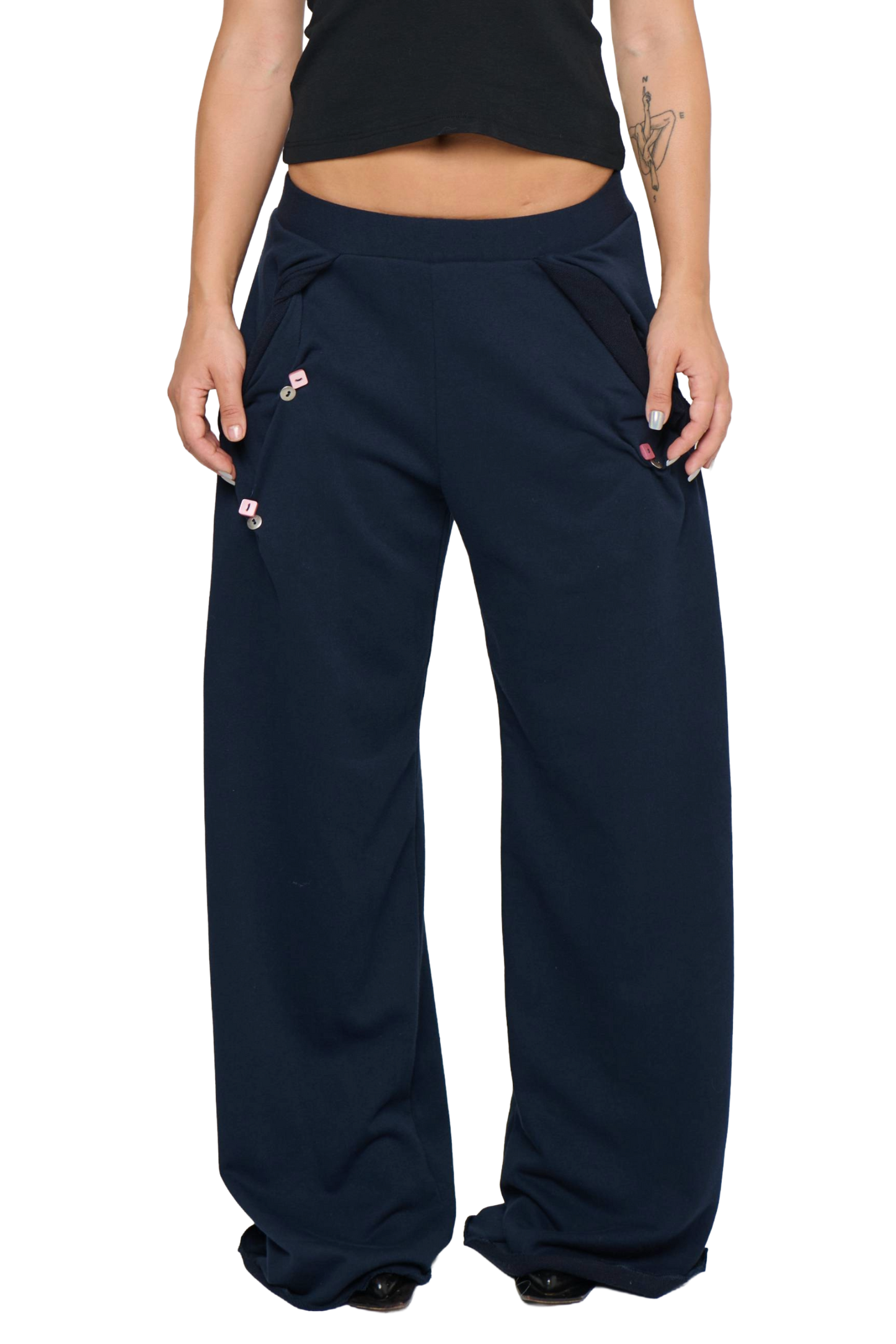 Button Twist Pant - Navy