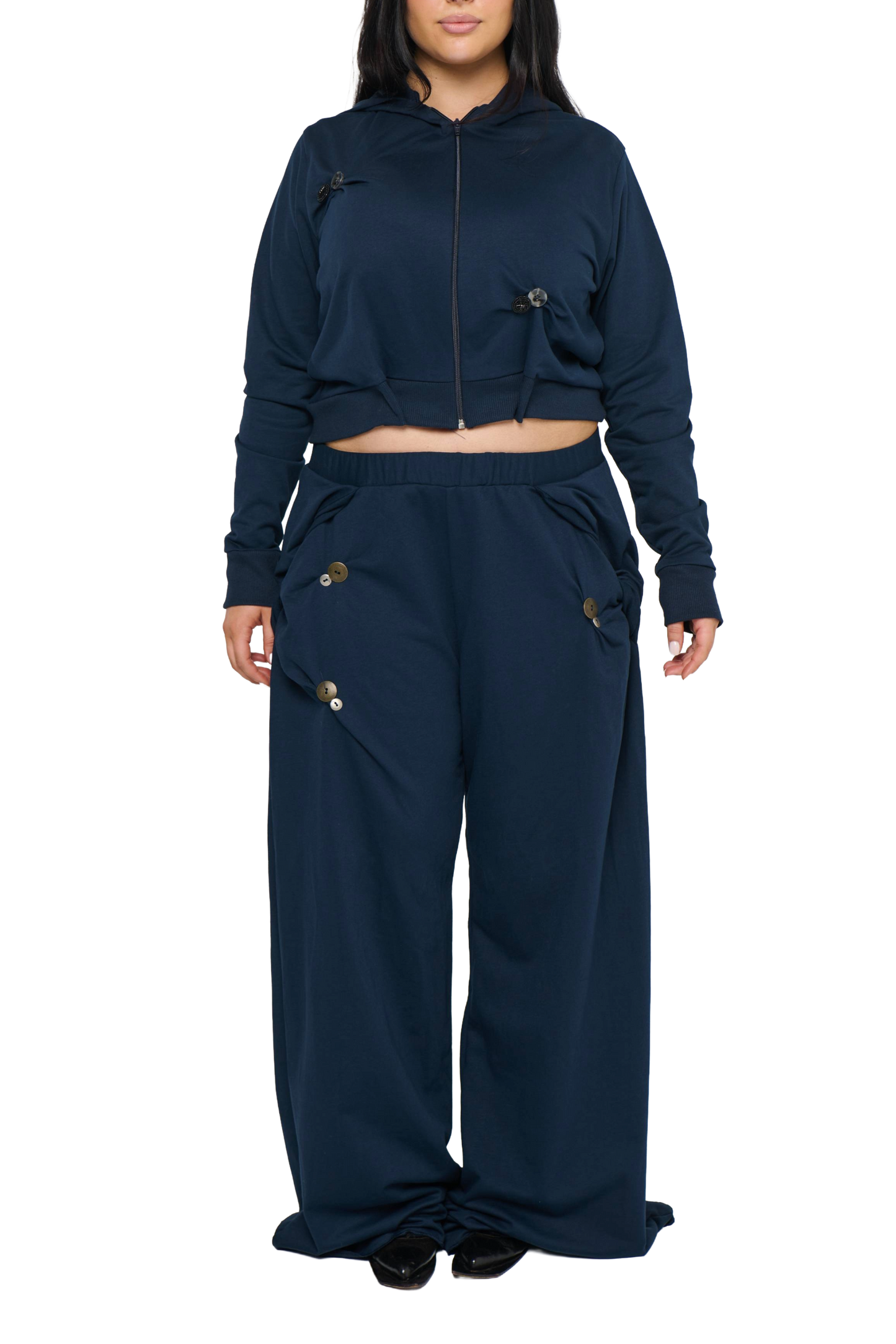 Button Twist Pant - Navy