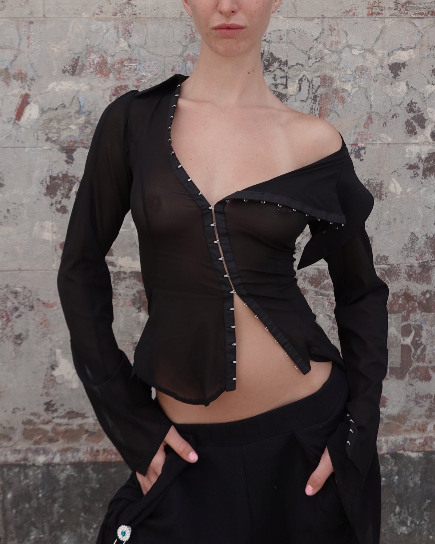 Georgette Sailor Shirt - Black