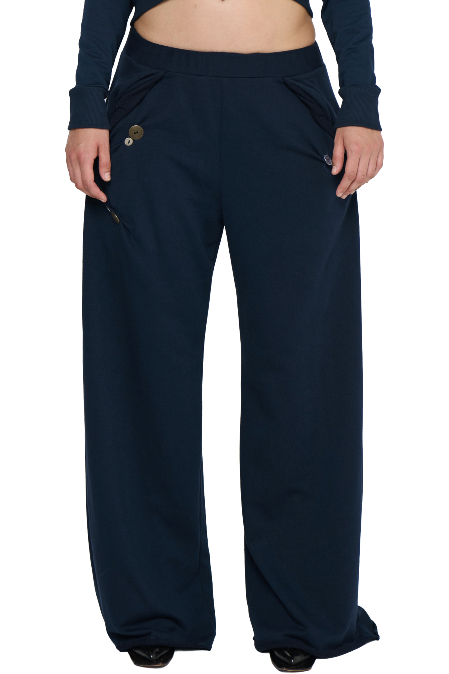 Button Twist Pant - Navy