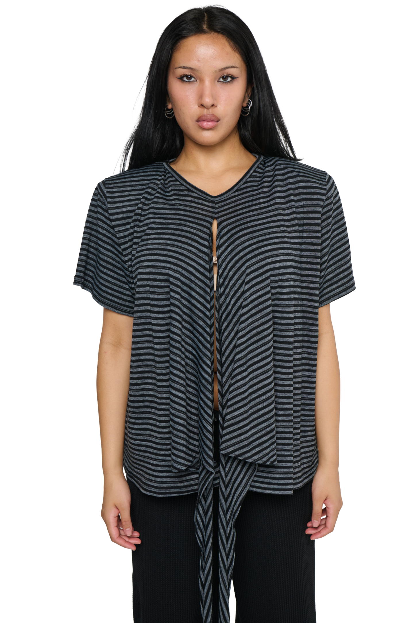 Scrunch T-Shirt - Charcoal Stripe