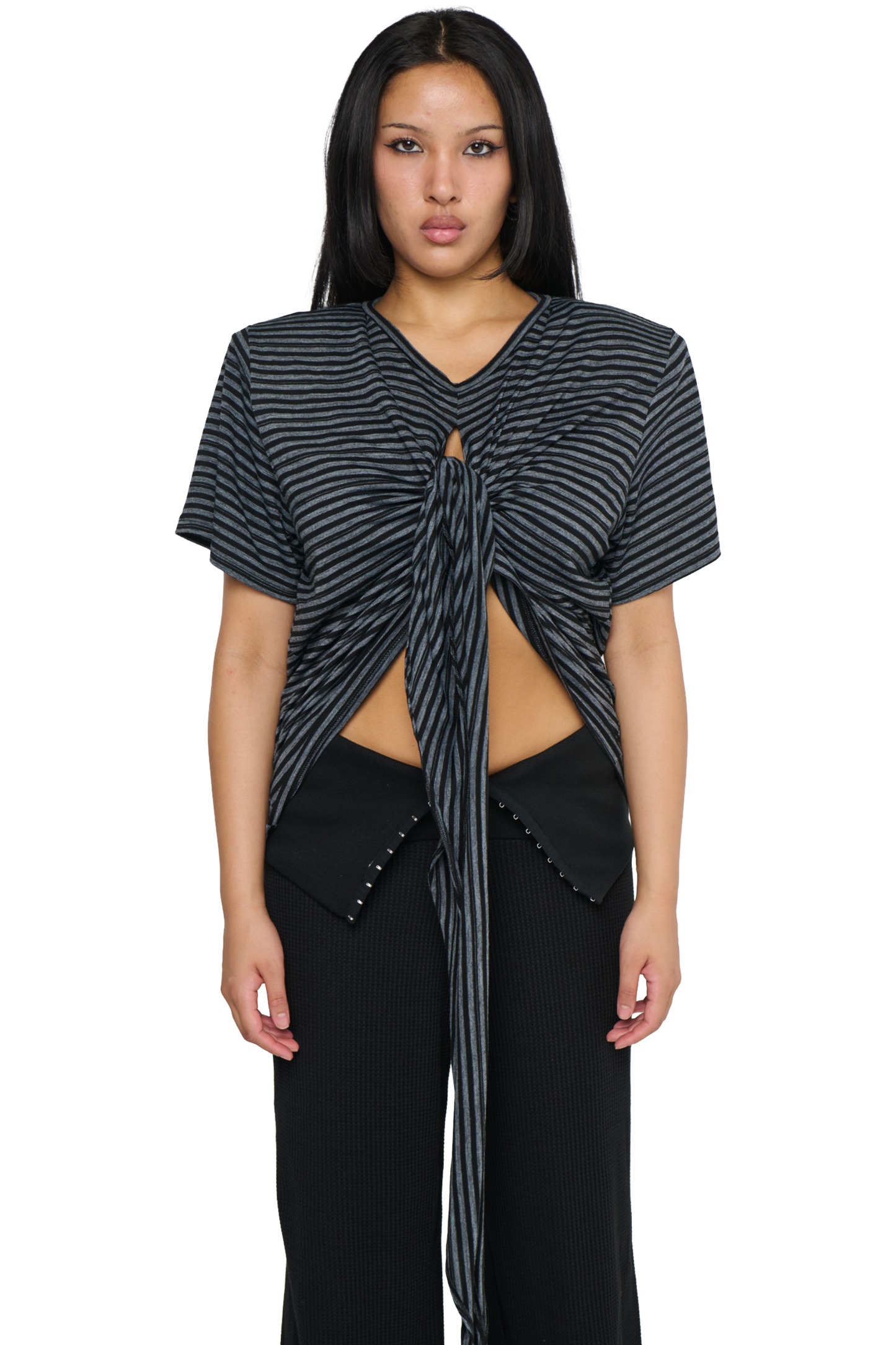 Scrunch T-Shirt - Charcoal Stripe