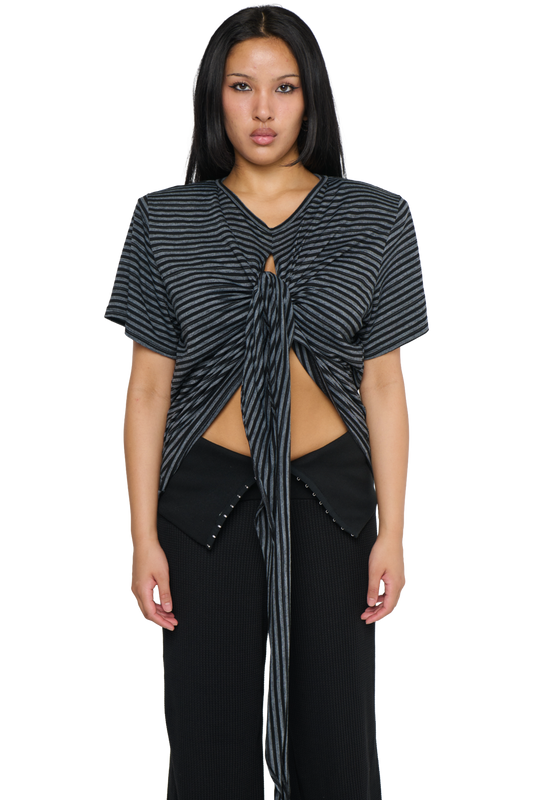 Scrunch T-Shirt - Charcoal Stripe
