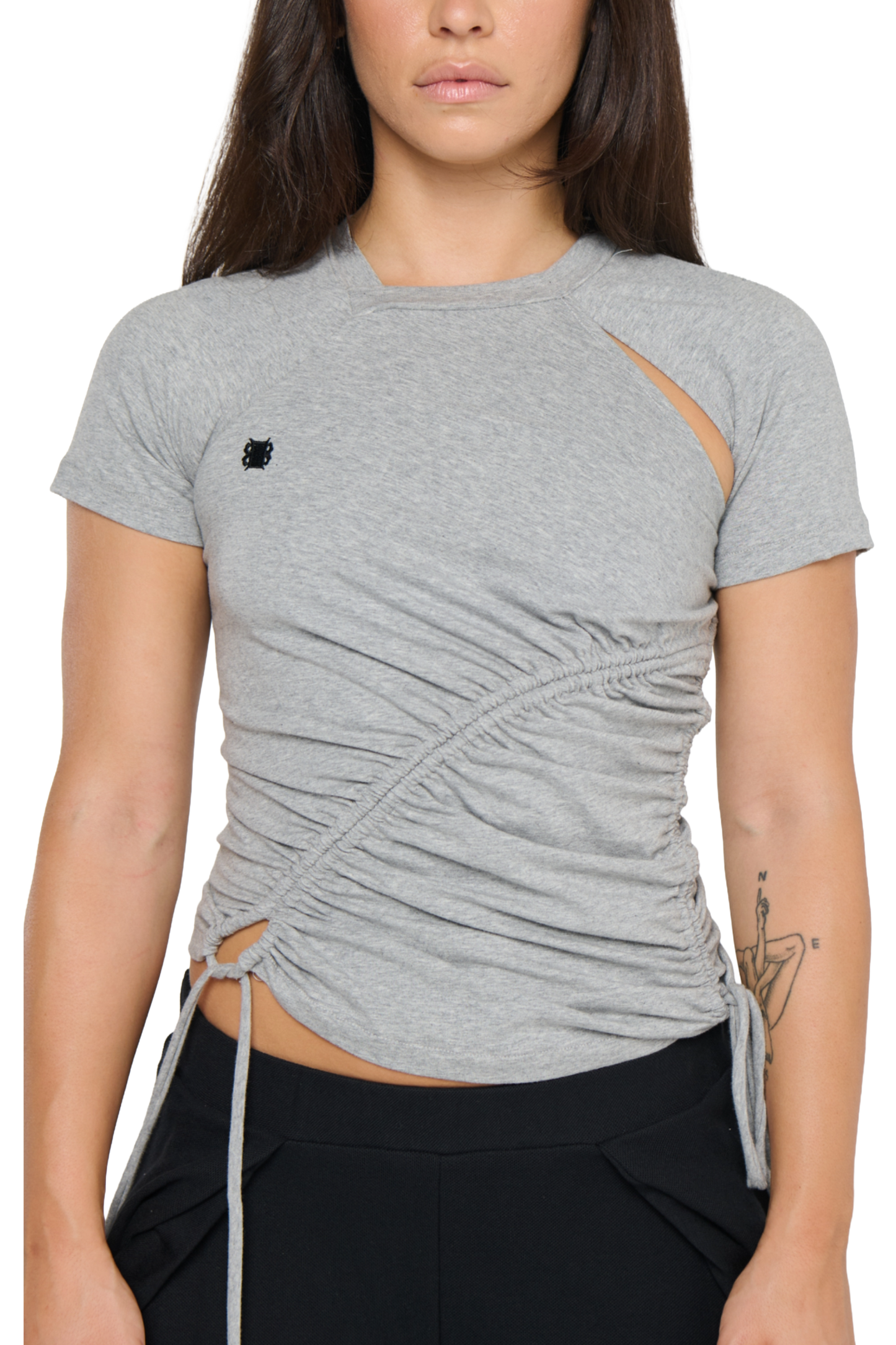 Ruched Short Sleeve - Grey