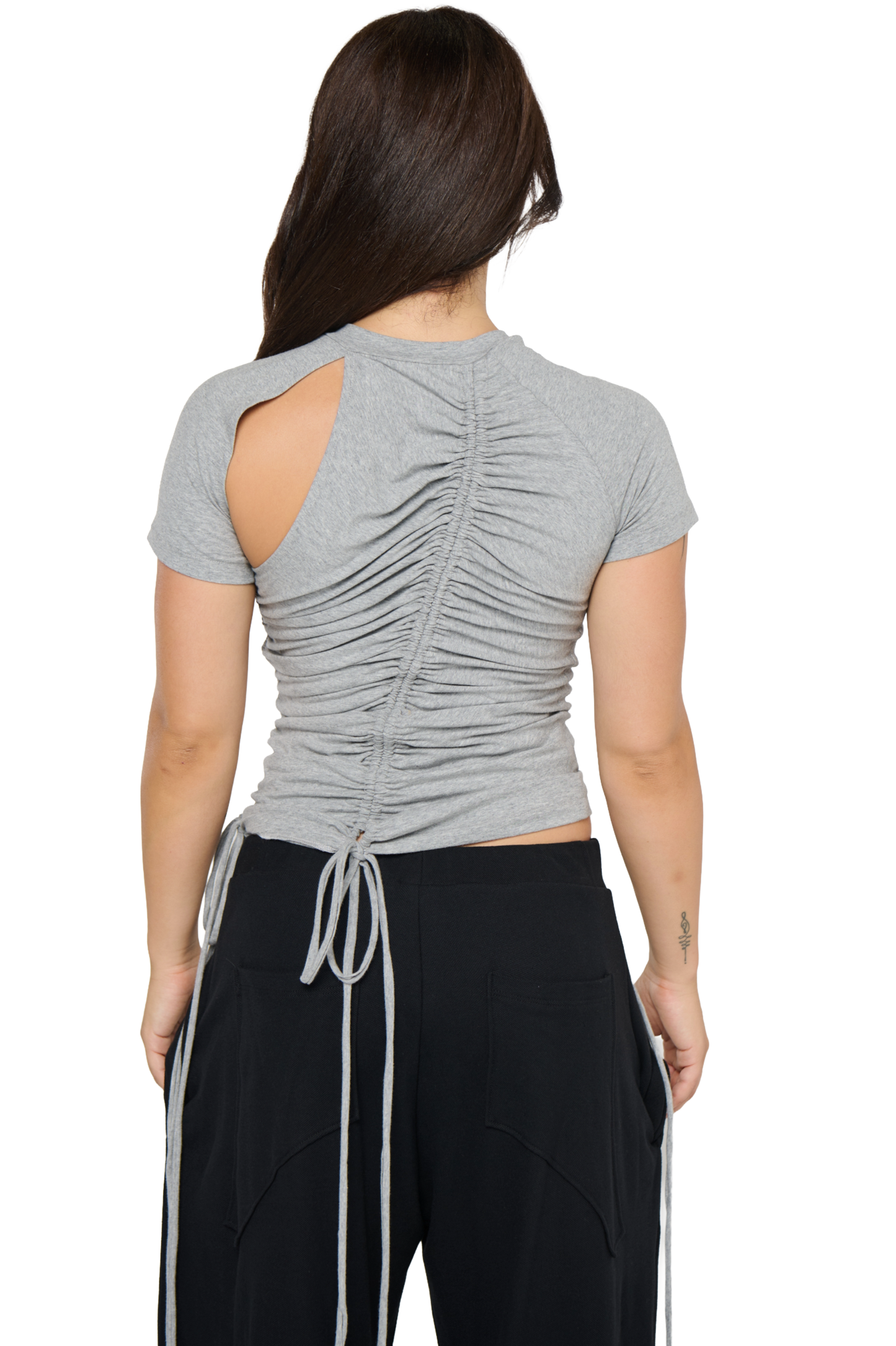 Ruched Short Sleeve - Grey
