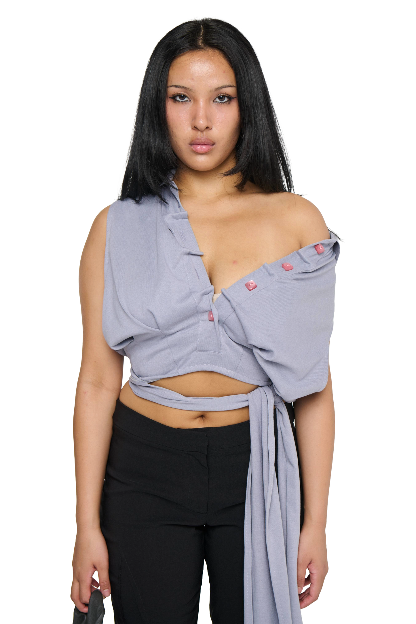 Backless Polo Shirt - Grey