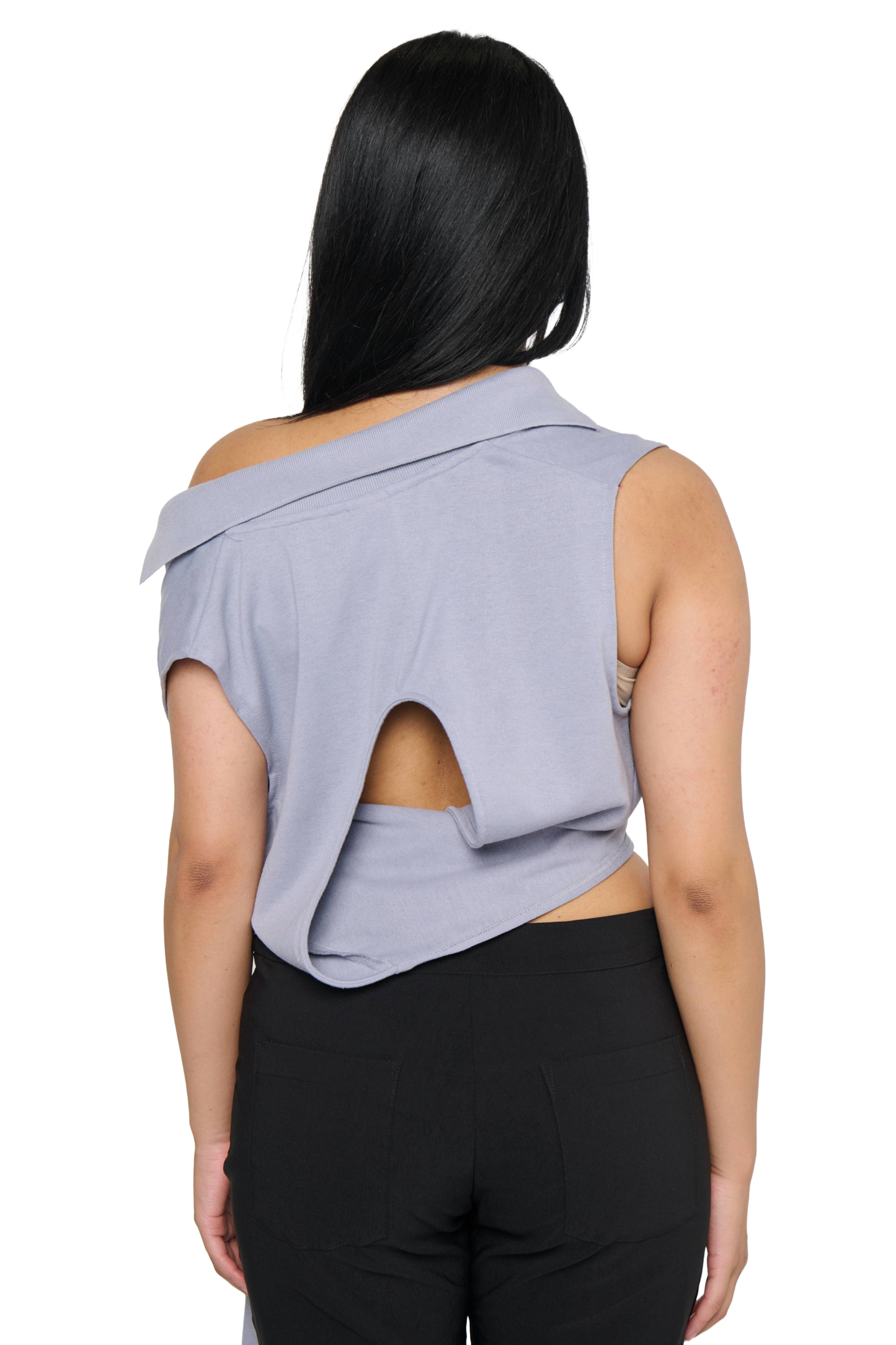 Backless Polo Shirt - Grey