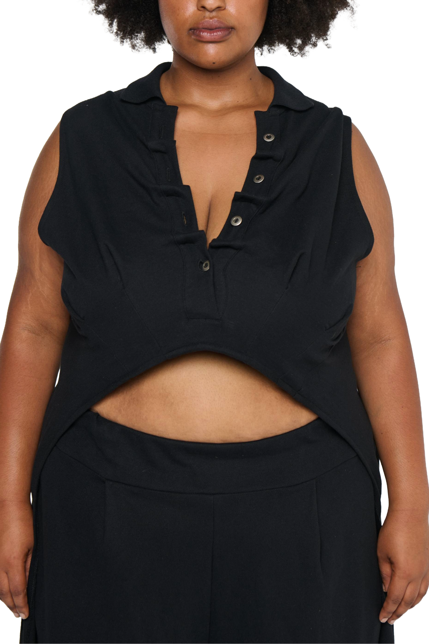 Backless Polo Shirt - Black