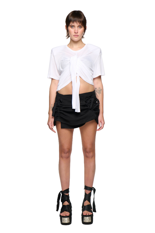 Ruched Mini Skirt - Black