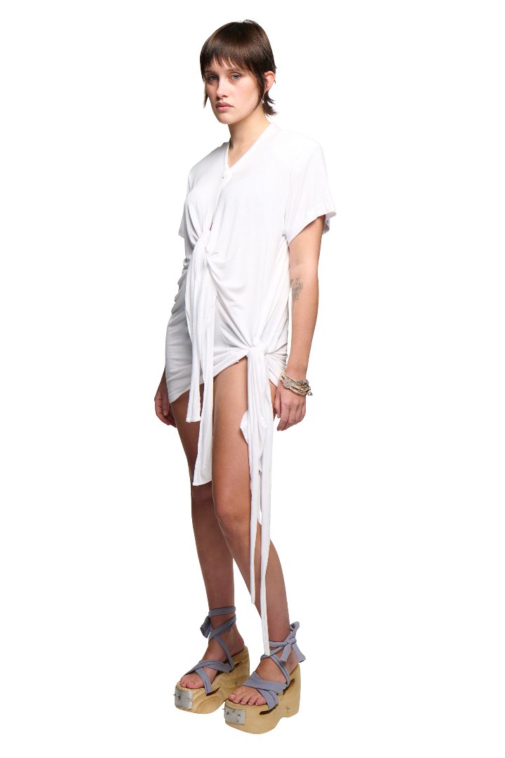 Scrunch T-Shirt Dress - White