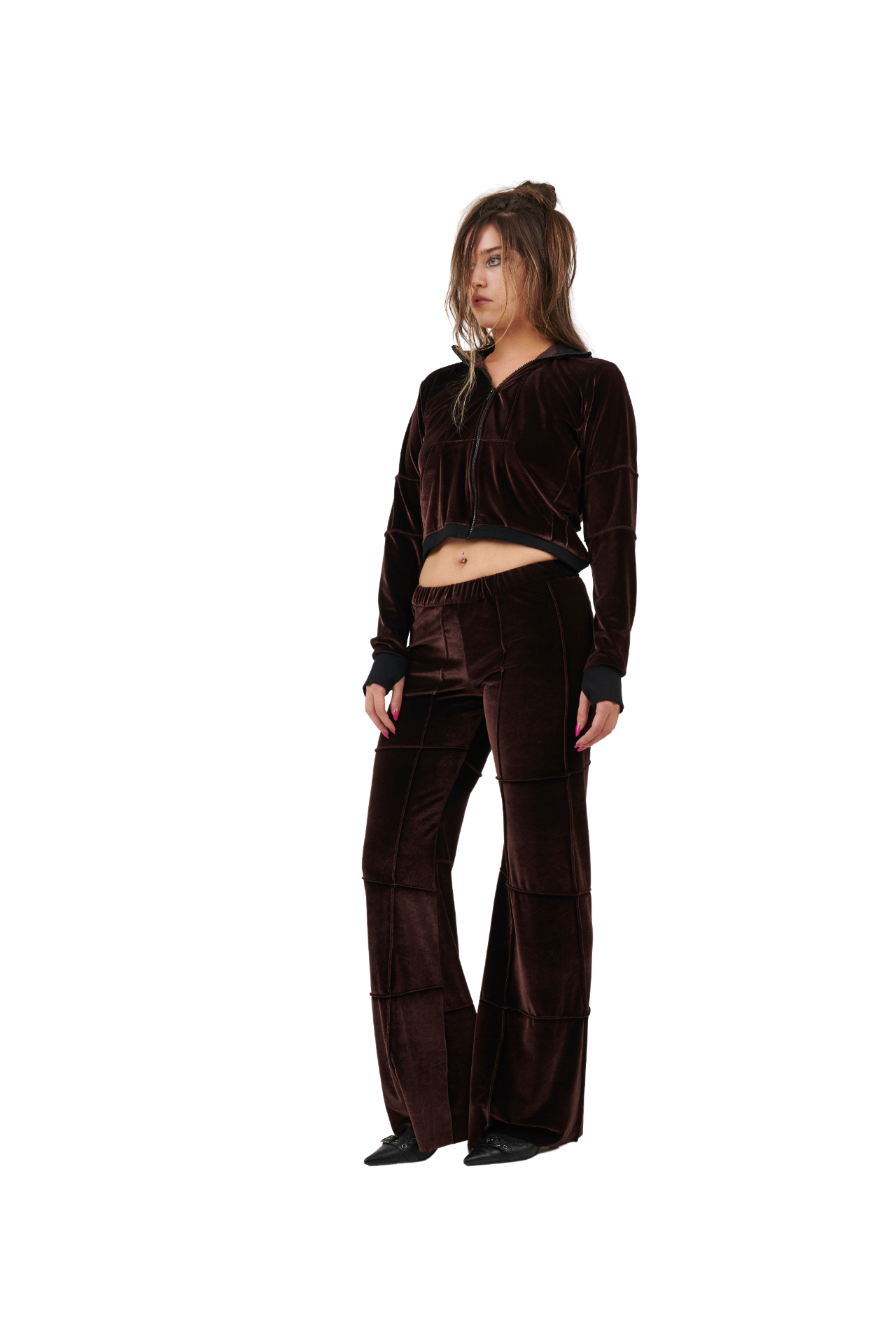 Brown Flare Leg Spider Pants