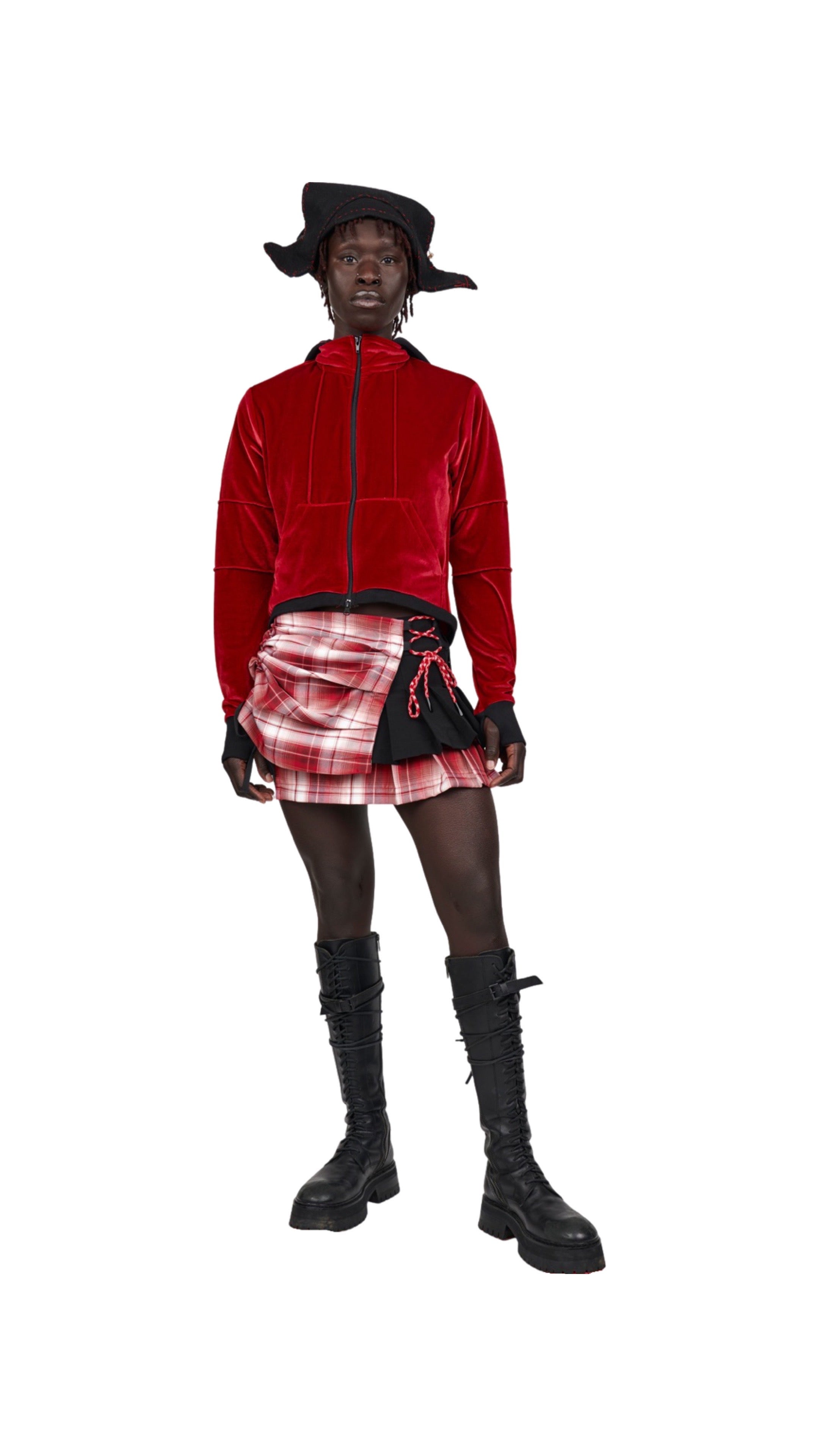 Hybrid Mini Skirt - Soft Red