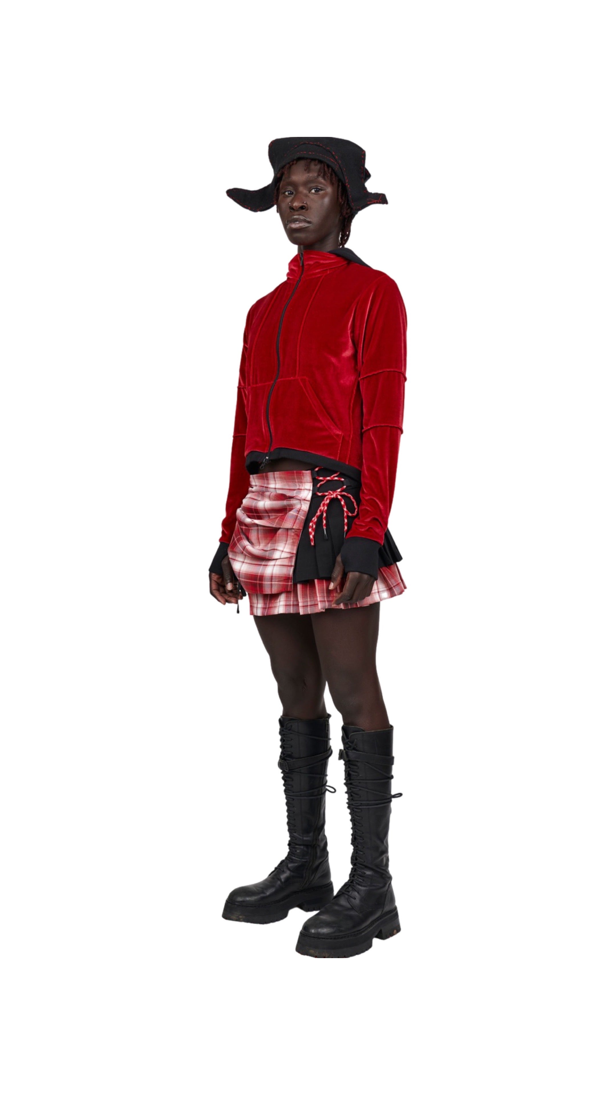 Hybrid Mini Skirt - Soft Red