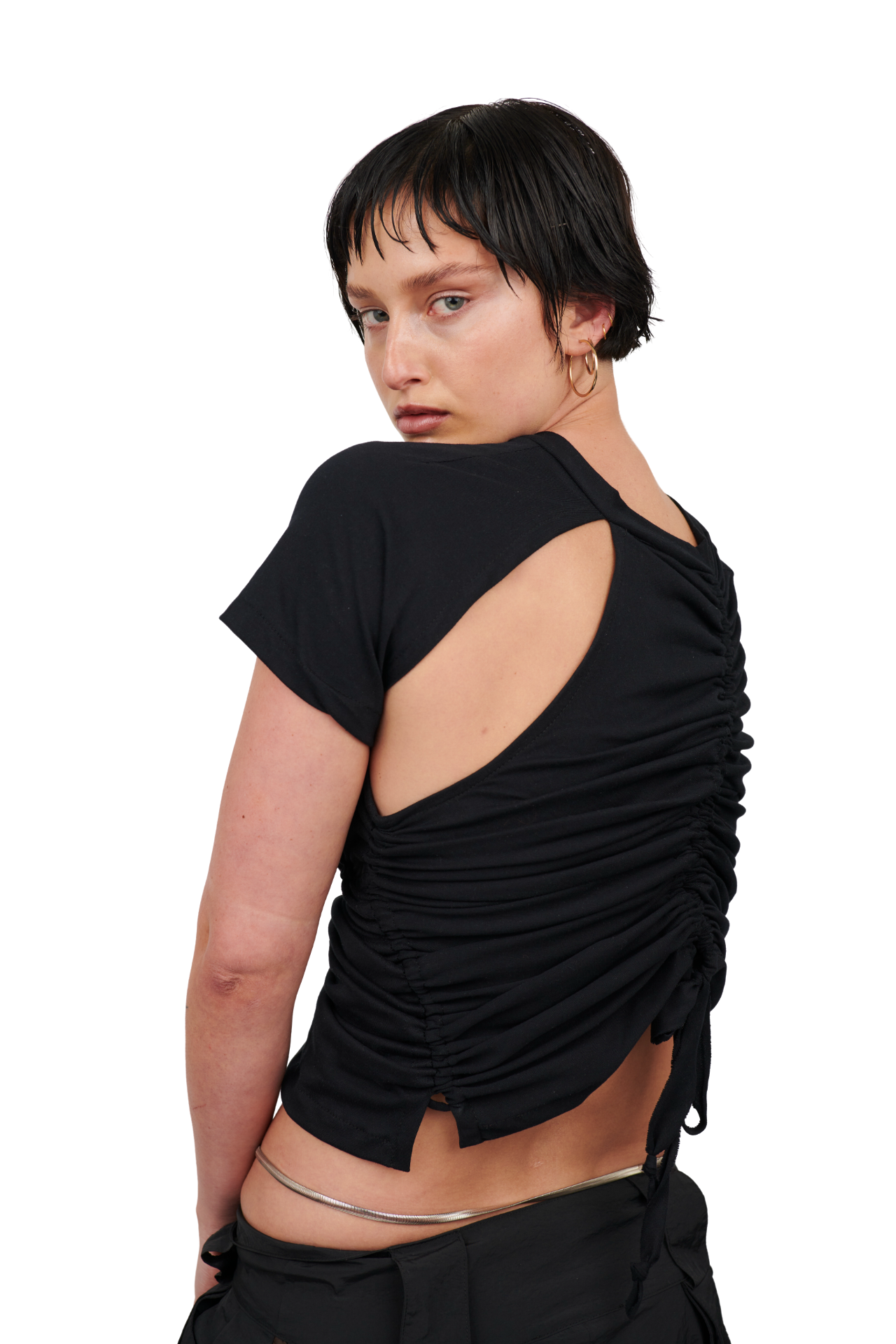 Ruched Tee Black