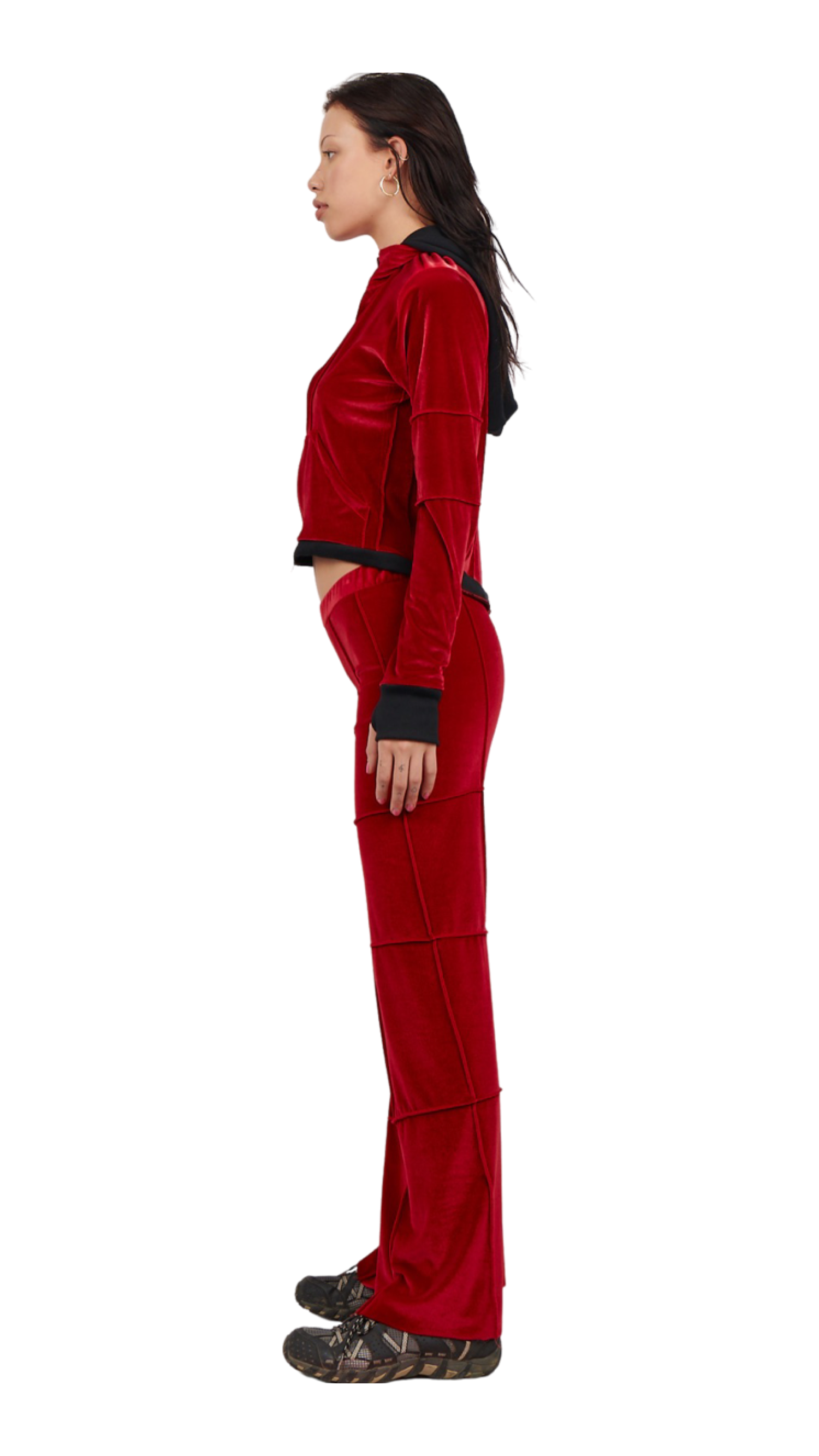 Red Flare Leg Spider Pants